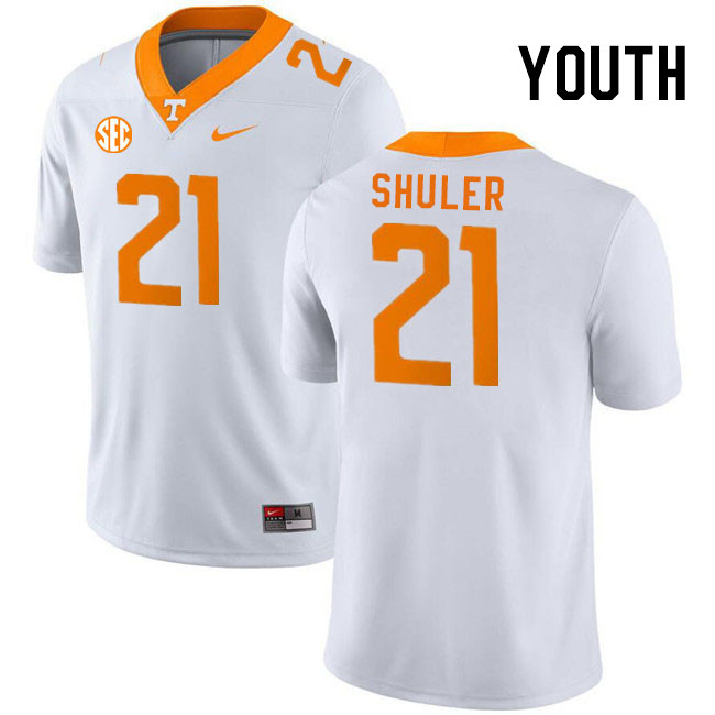 Youth #21 Navy Shuler Tennessee Volunteers College Football Jerseys Stitched Sale-White - Click Image to Close